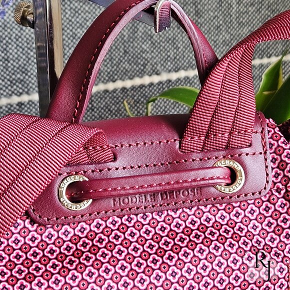 #21 Longchamp Le Pliage Dandy Backpack Geometric Print – Red/Fig - Picture 11 of 15